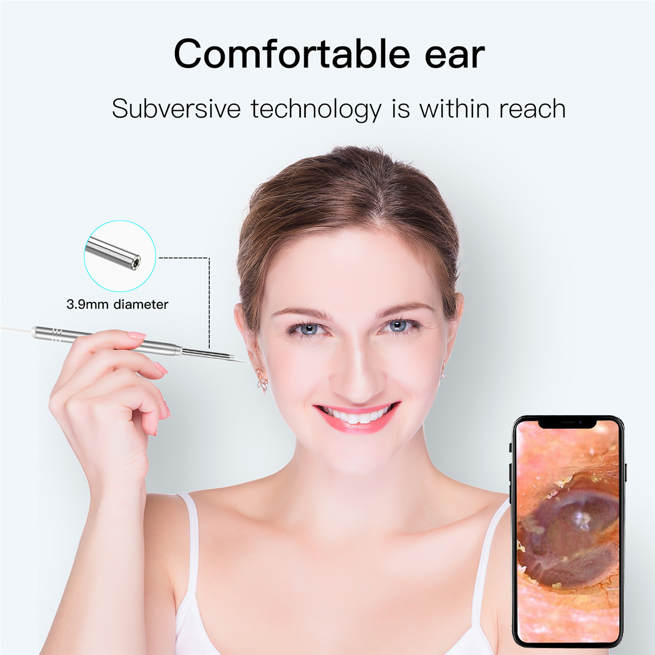 3,9 mm digitale otoskoopkamera 4,5 duim IPS HD-skermskerm oor-endoskoopstelle (2)