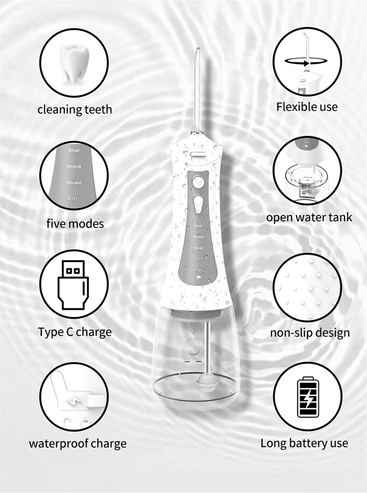 ABS Material Hand-Held Oral Irrigator Pulse Cleaning water dental  flosser (7)