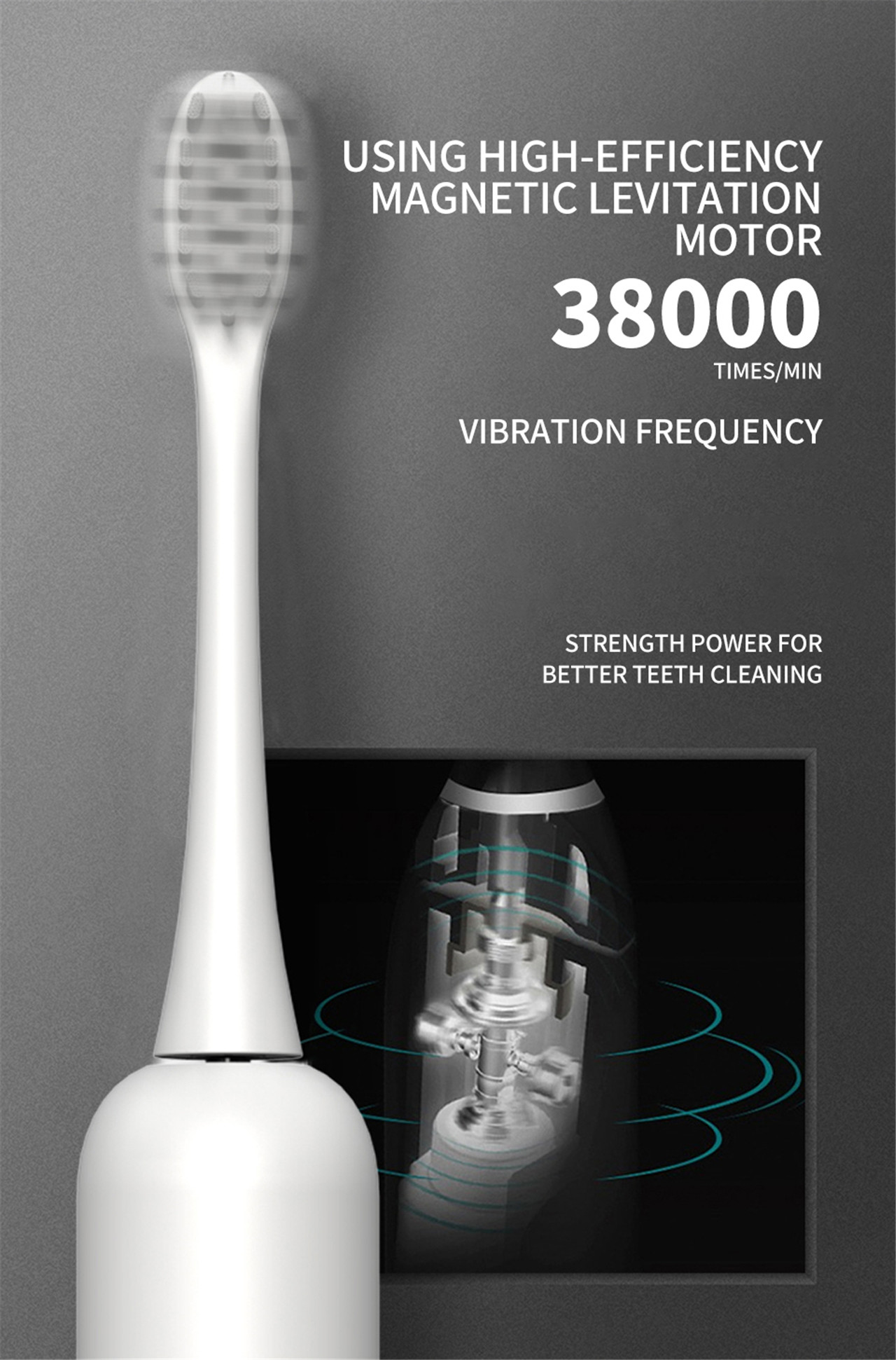 Лучшая перезаряжаемая звуковая электрическая зубная щетка для взрослых ipx7, водонепроницаемая (6)