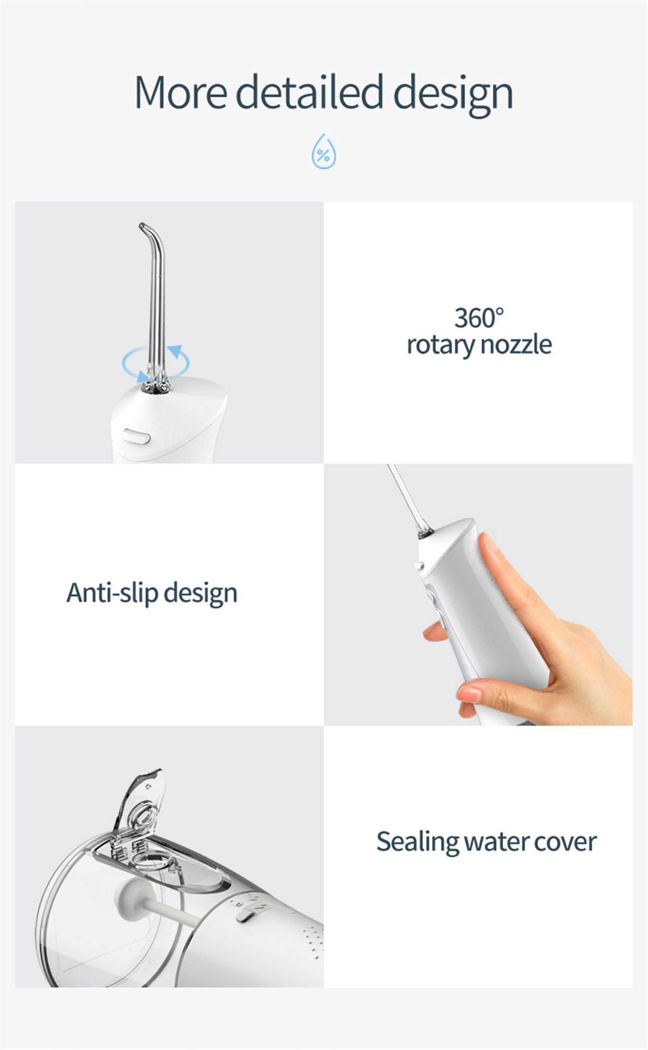 ម៉ាស៊ីនសម្អាតធ្មេញឥតខ្សែ Cordless Oral Irrigator teeth cleaning water pick for oral care (15)