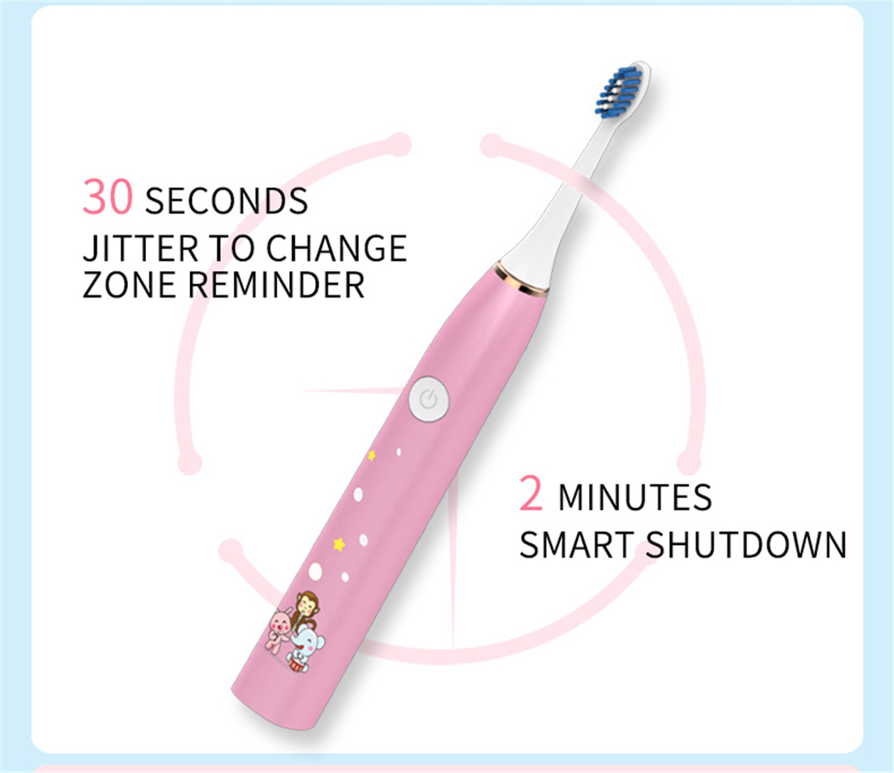 Elektrisk tannbørste for barn Oppladbar Sonic Vibration Barnetannbørste (6)