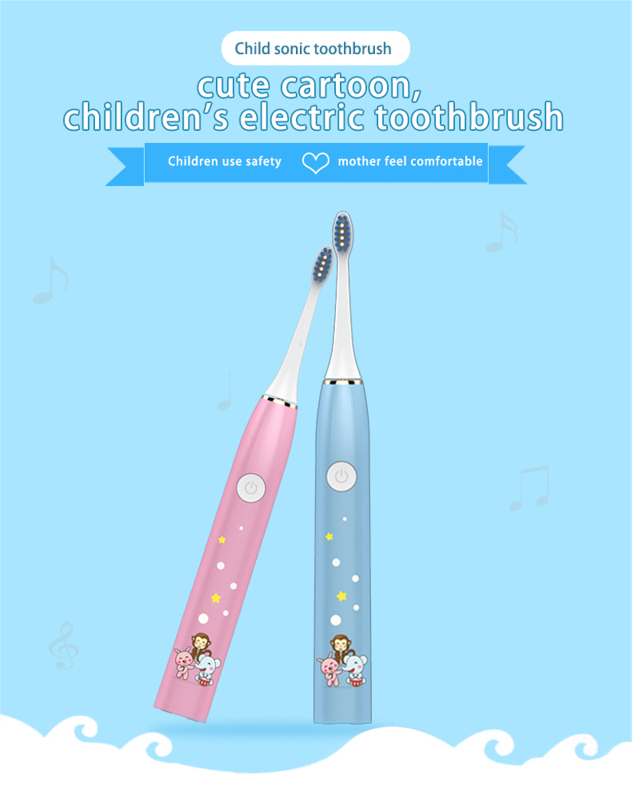 Kids Fashionable Smart Sonic Electric Toothbrush clean teeth (1)
