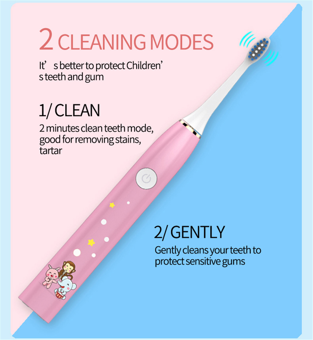 Kids Fashionable Smart Sonic Electric Toothbrush clean teeth (4)