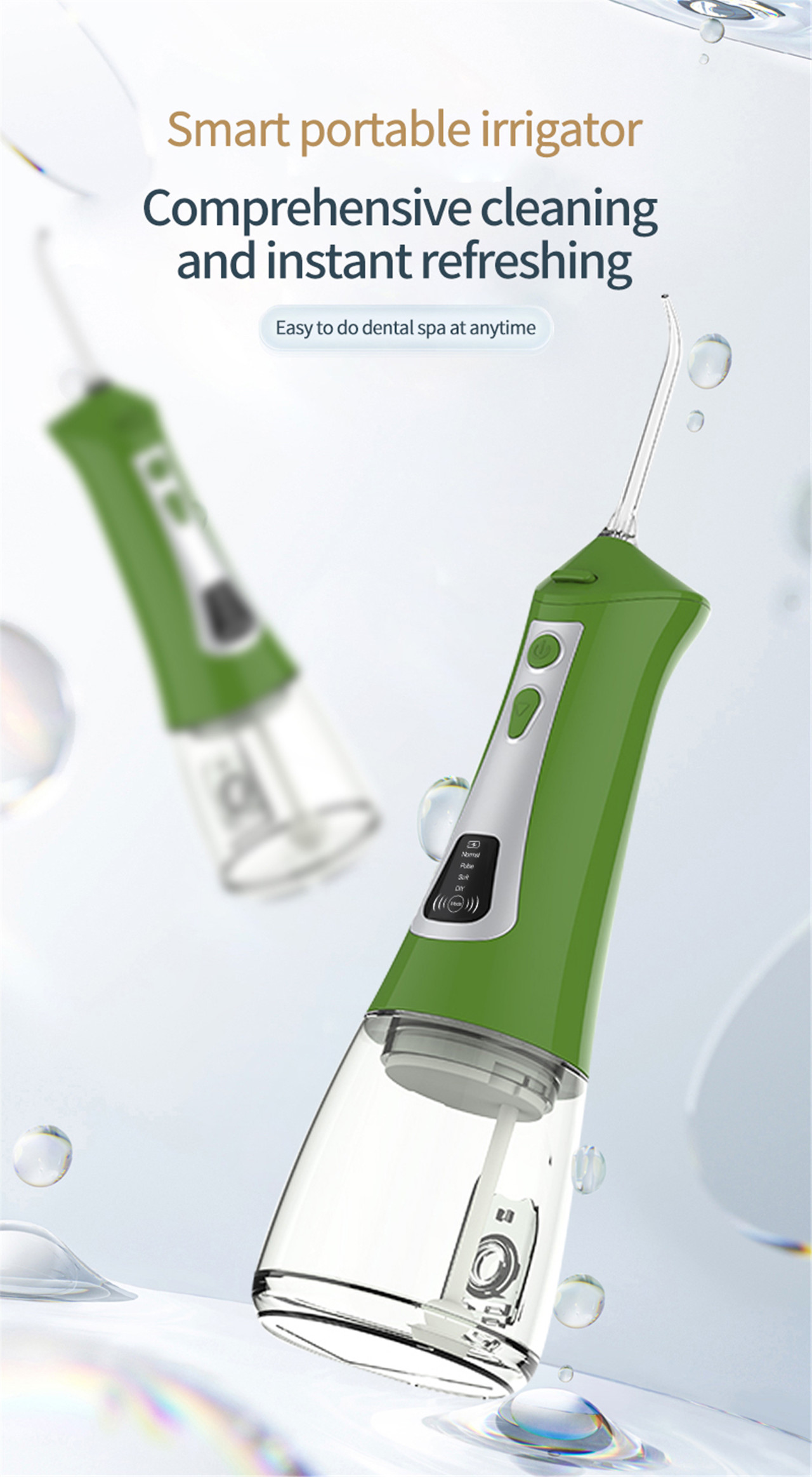 OLED დისპლეი ორალური სარწყავი წყლის ამომრჩევი კბილების გასათეთრებლად (1)