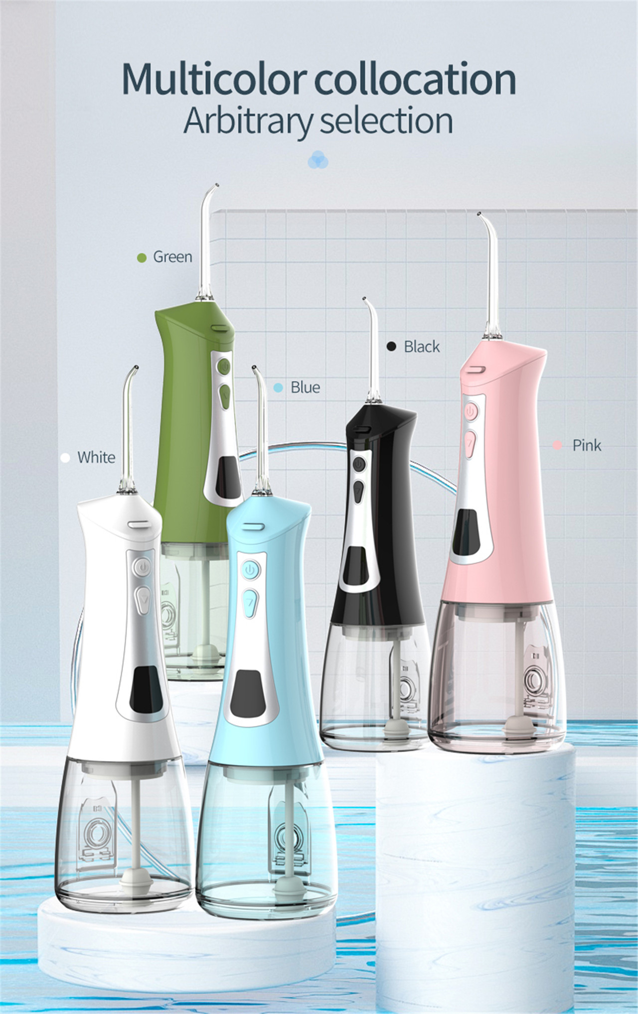 OLED-skjerm for munnskylling av vannplukker for tannbleking (8)