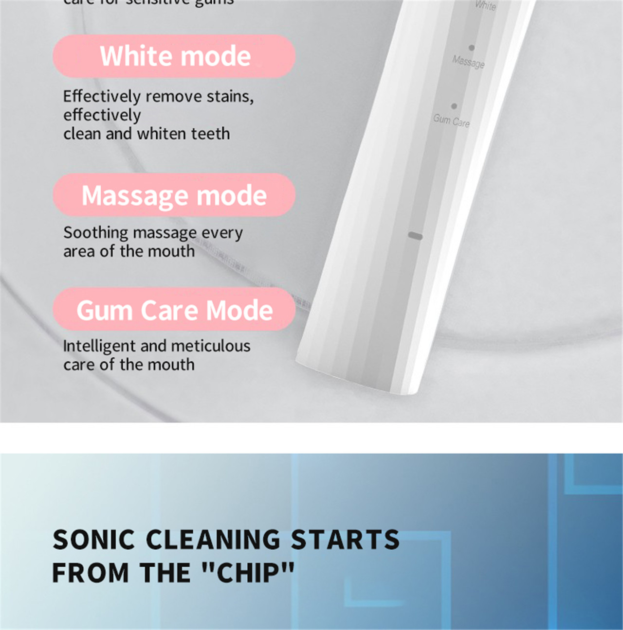 Амны хөндийн арчилгааны үйлдвэр USB цэнэглэдэг чичиргээт автомат Sonic цахилгаан шүдний сойз (6)