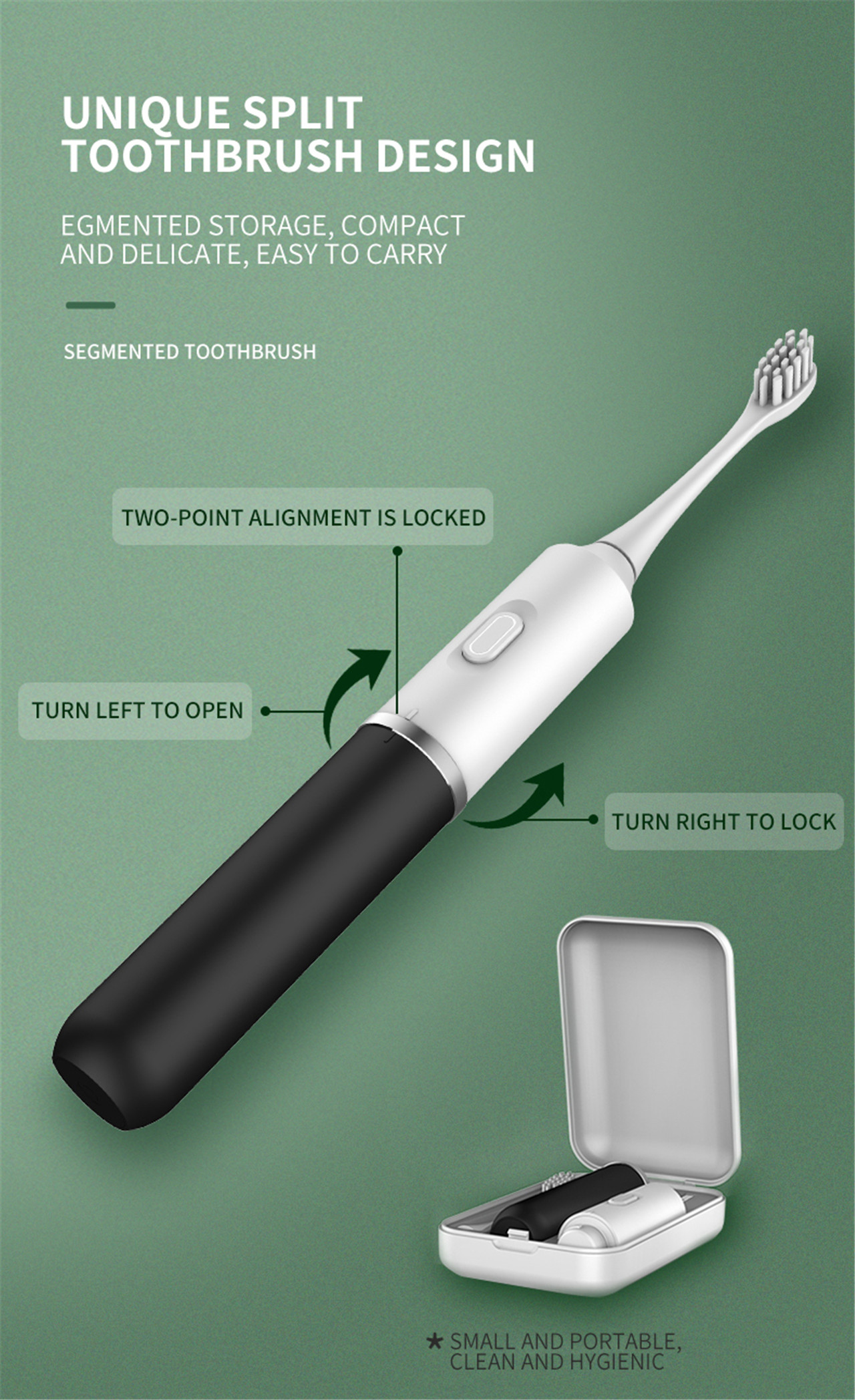 Cepillo de dentes sónico para adultos Portab eléctrico fácil de poñer no peto (5)