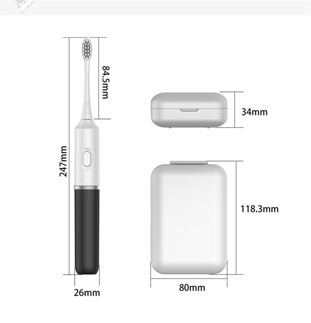 Portab Electric Adults Sonic tannbørste lett å putte i lommen (7)