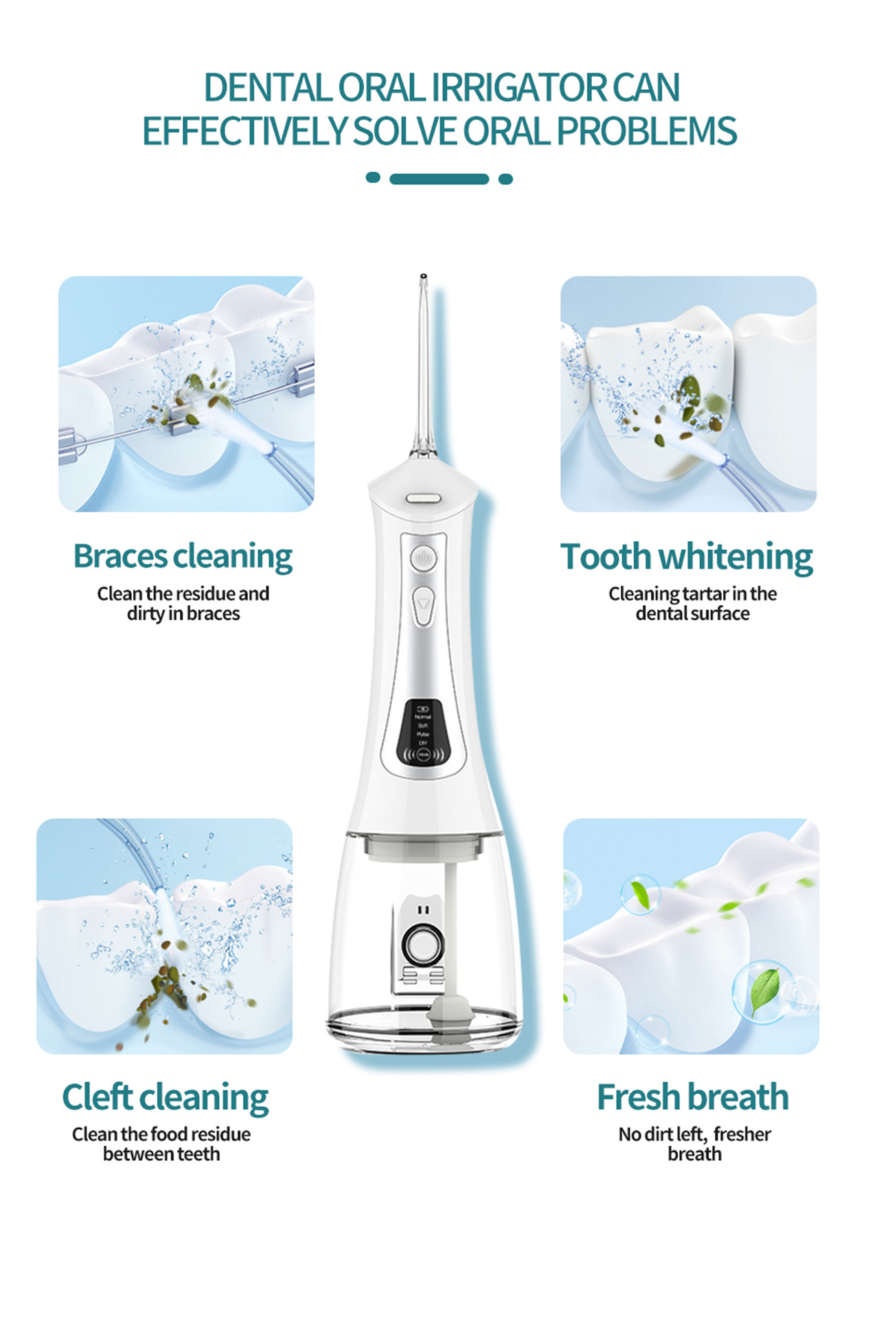 Portable dental irrigator dental clean  rechargeable water flosser FDA approve (7)