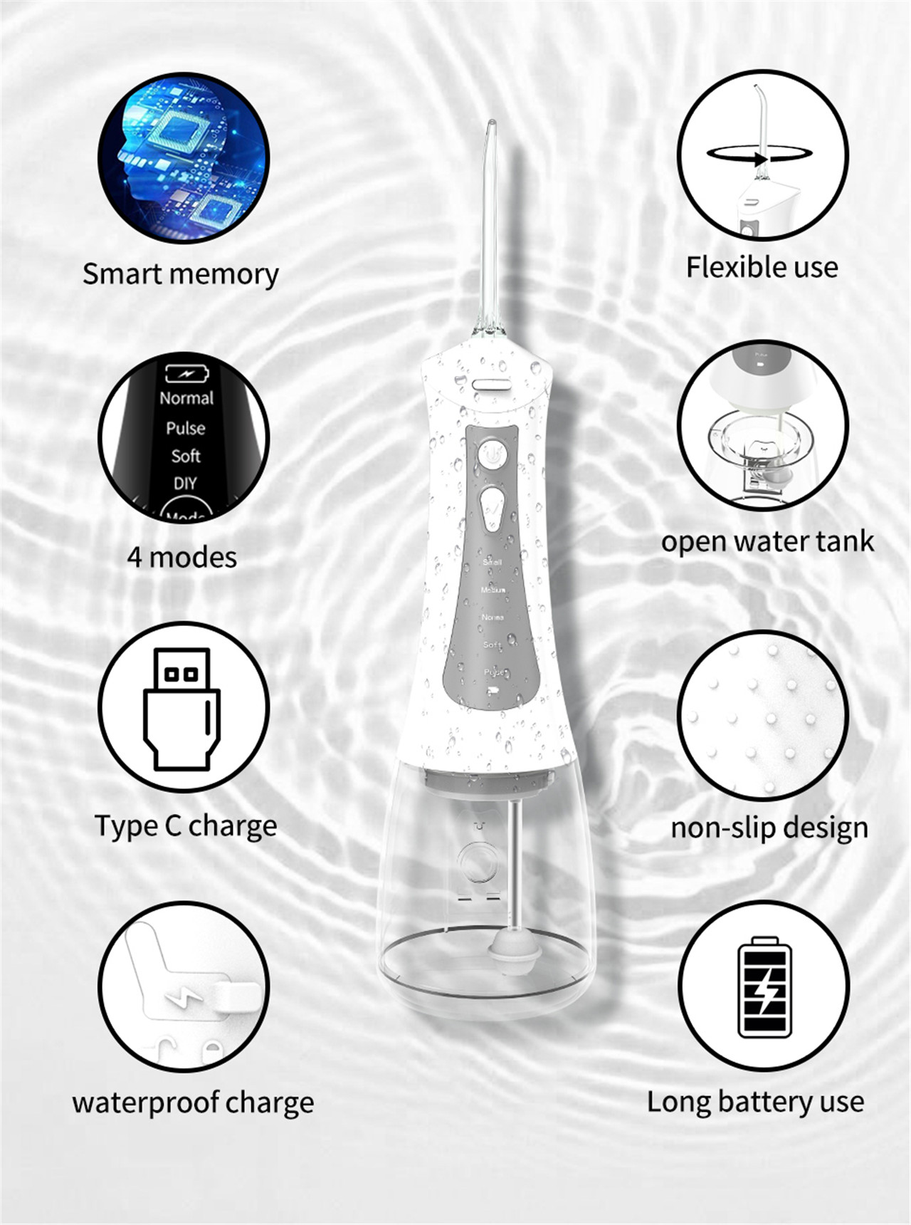 Portable dental irrigator dental clean  rechargeable water flosser FDA approve (9)