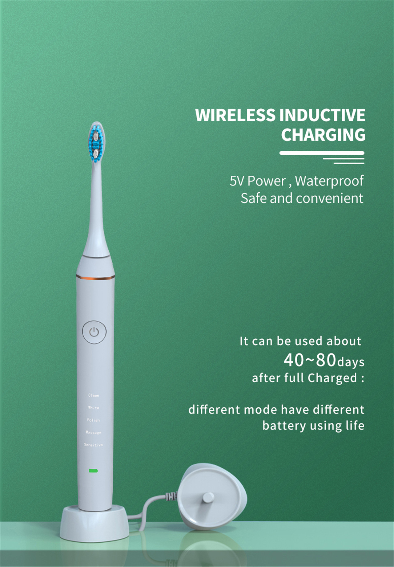 Powerful Ultrasonic Electric Toothbrush Whitening Toothbrush Adult Electronic Teethbrush (6)