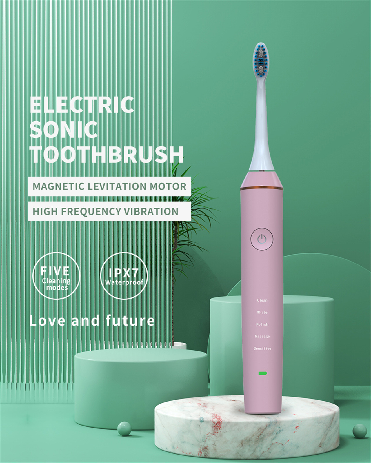 Перезаряжаемая умная ультразвуковая электронная звуковая электрическая зубная щетка (1)