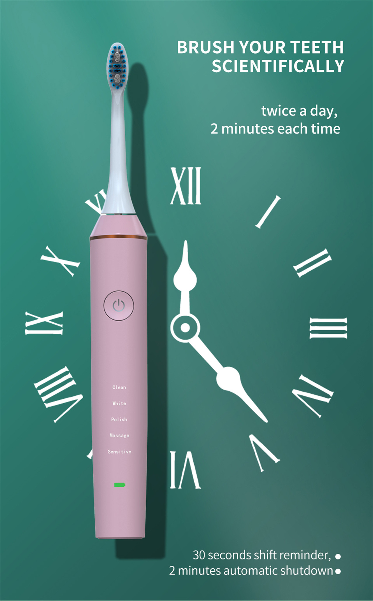 Gbigba agbara Smart Ultrasonic Itanna Sonic Electric Toothbrush (8)