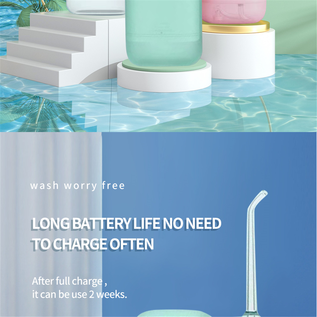Water Flosser [Mini Cordless Portable] Oral Irrigator Water Teeth Cleaner Pick (14)