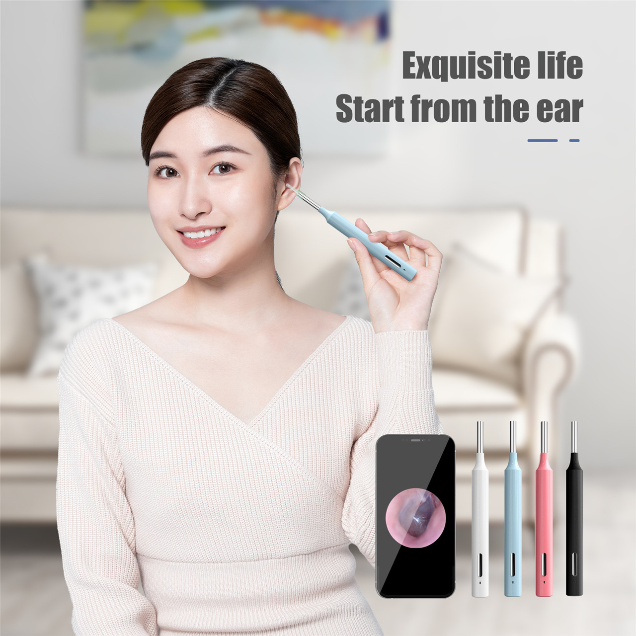 ឧបករណ៍សម្អាតត្រចៀកឥតខ្សែ Smart Visual Ear Cleaning Rod Ear Wax Removal Tool Camera (8)